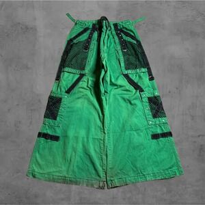 Tripp NYC Men's Green Cargo Pants Mesh Panels Studded Straps XL